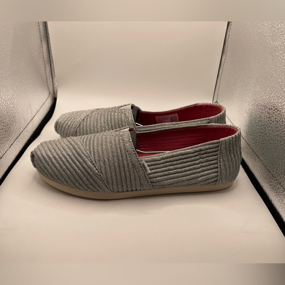 Toms Alpargata women’s silver glitter loafers size 7